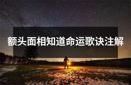 额头面相知道命运歌诀注解