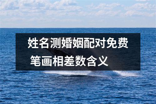 姓名测婚姻配对免费笔画相差数含义